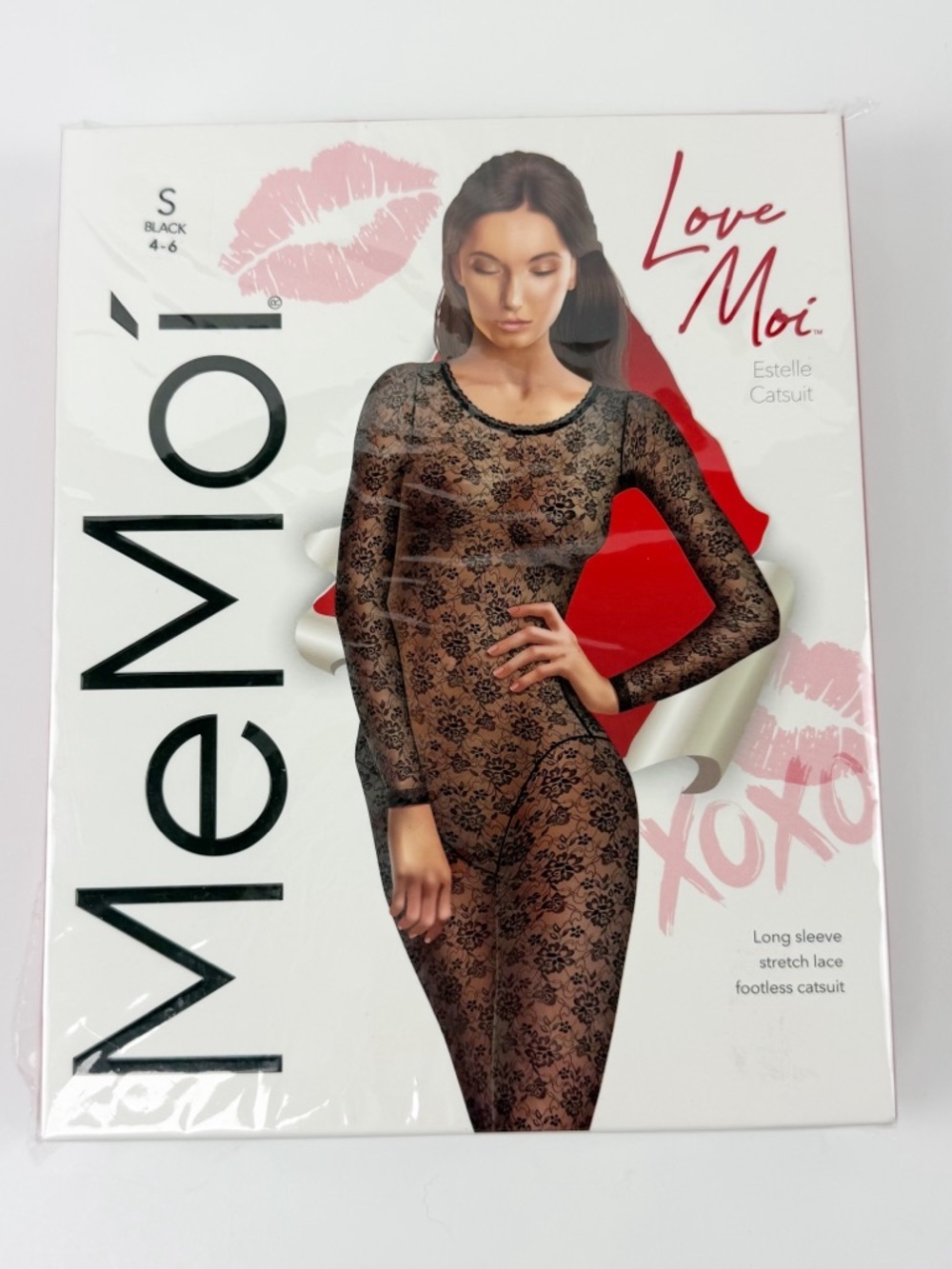 MeMoi Estelle Catsuit Womens Small 4 6 Black Stretch Lace Footless NEW